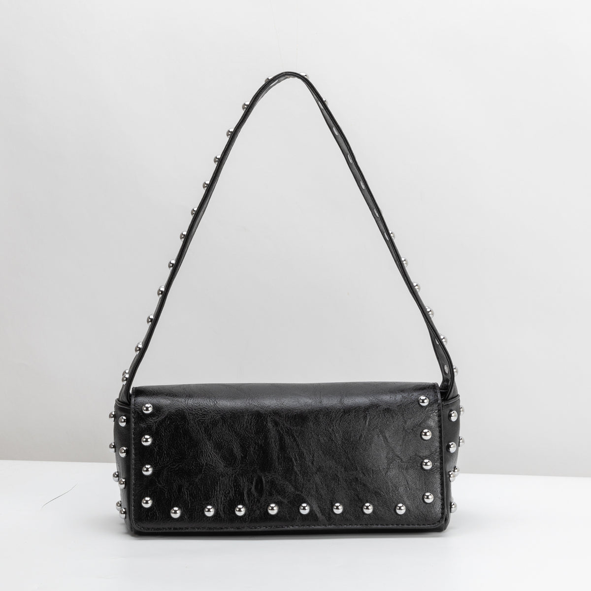SAMPLE SM7439 2 Studded Distressed Shoulder Bag FINAL SALE