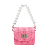 Krystal Pink Mini Straw Top Handle Bag
