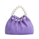 Josie Lilac Small Straw Top Handle Bag