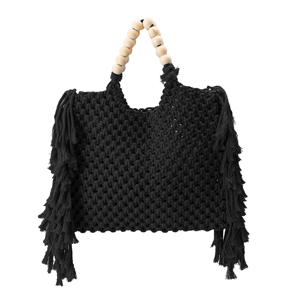 Black Lilibeth Crochet Large Tote Bag | Melie Bianco