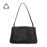 Natalia Black Woven Recycled Vegan Shoulder Bag