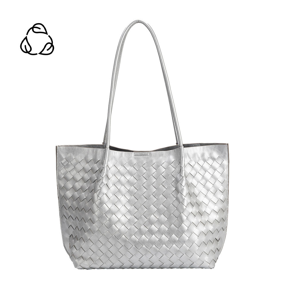 Victoria Silver Large Recycled Vegan Tote Bag