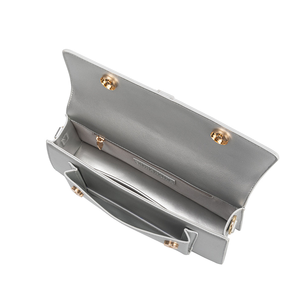 Silver Carol Small Recycled Vegan Leather Top Handle Bag
