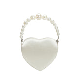 Mila White Satin Heart Crossbody Bag