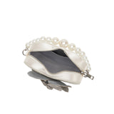 Mila White Satin Heart Crossbody Bag