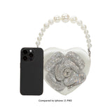 Mila White Satin Heart Crossbody Bag