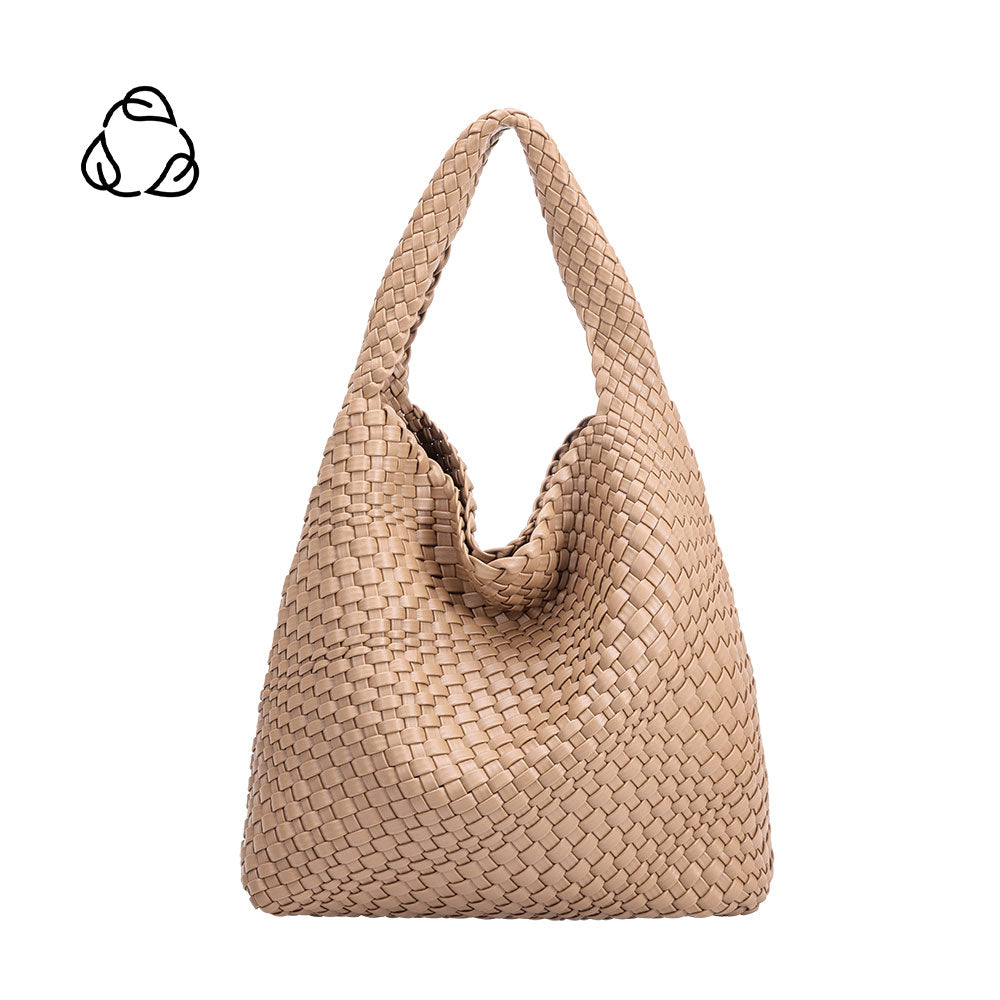 Melie Bianco Recycled Vegan Leather Johanna Large Shoulder Bag in Nude