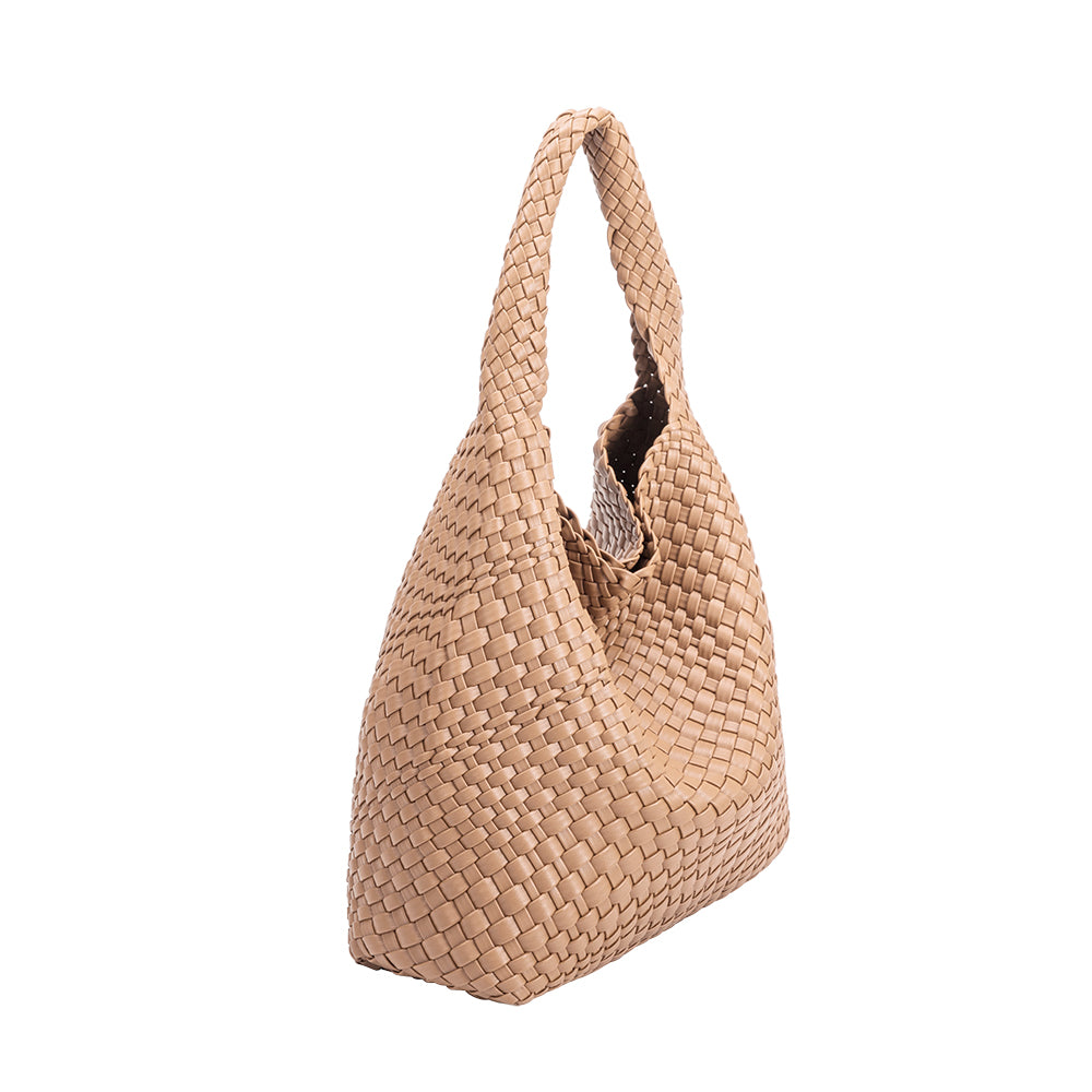Melie Bianco Recycled Vegan Leather Johanna Large Shoulder Bag in Nude