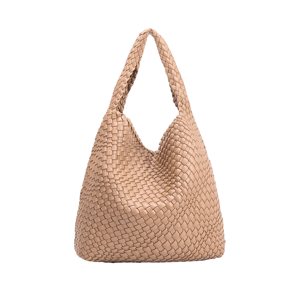 Melie Bianco Recycled Vegan Leather Johanna Large Shoulder Bag in Nude