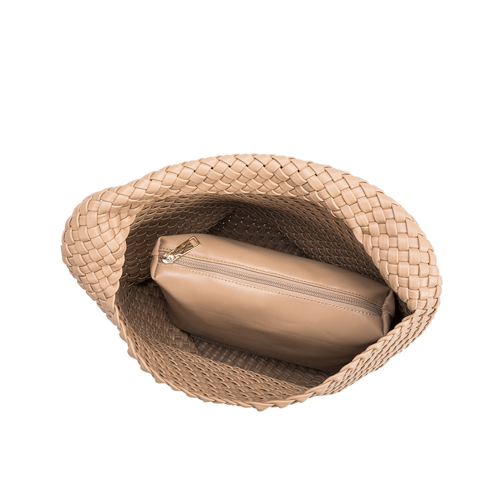 Melie Bianco Recycled Vegan Leather Johanna Large Shoulder Bag in Nude