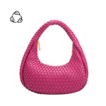 A orchid curved woven vegan leather shoulder bag.