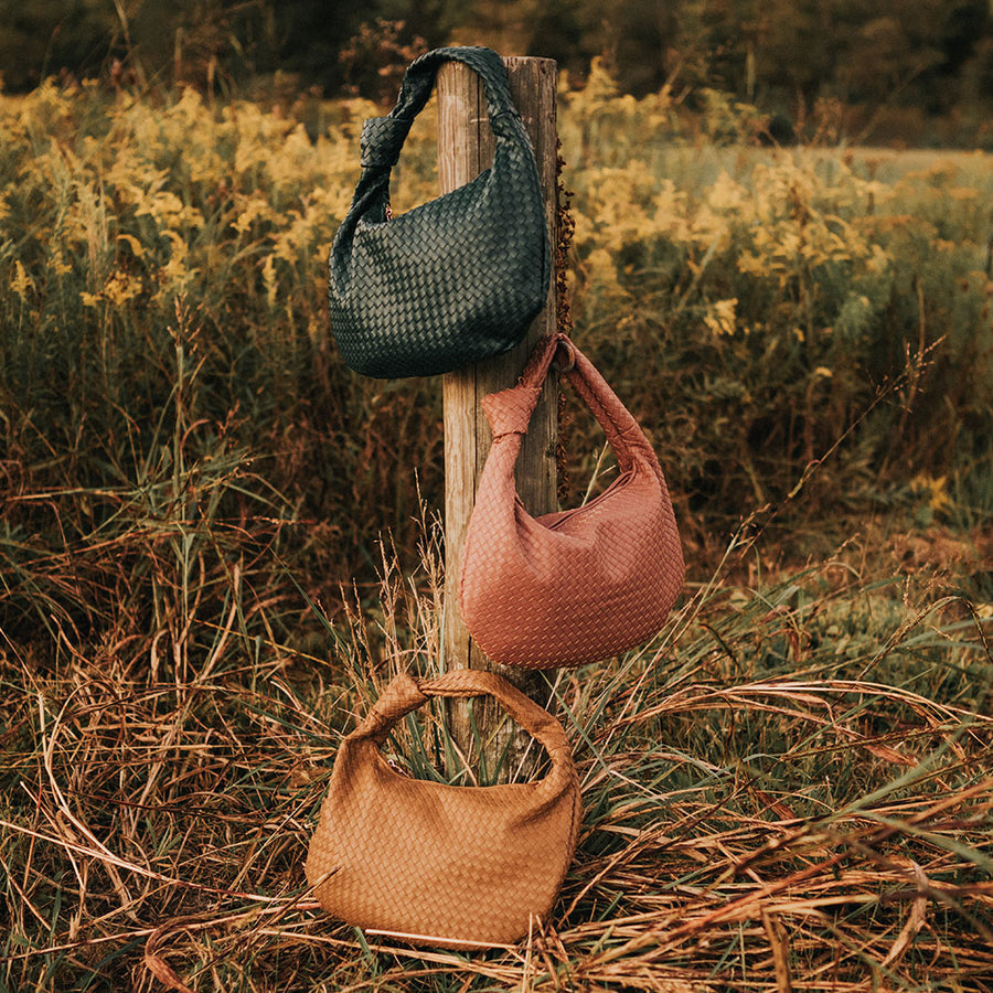 Brigitte Green Large Recycled Vegan Shoulder Bag
