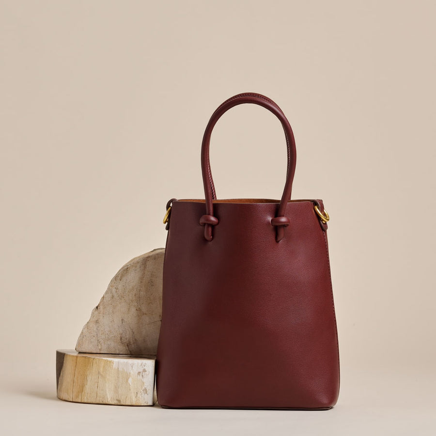Melie Bianco Luxury Vegan Leather Bailey Crossbody Bag in Burgundy