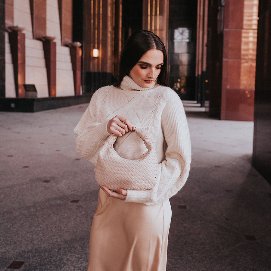 Drew Ivory Small Recycled Vegan Top Handle Bag