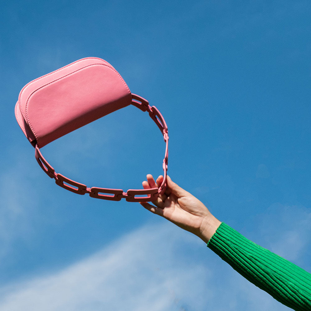 Melie Bianco Recycled Vegan Leather Inez Small Shoulder Bag in Pink