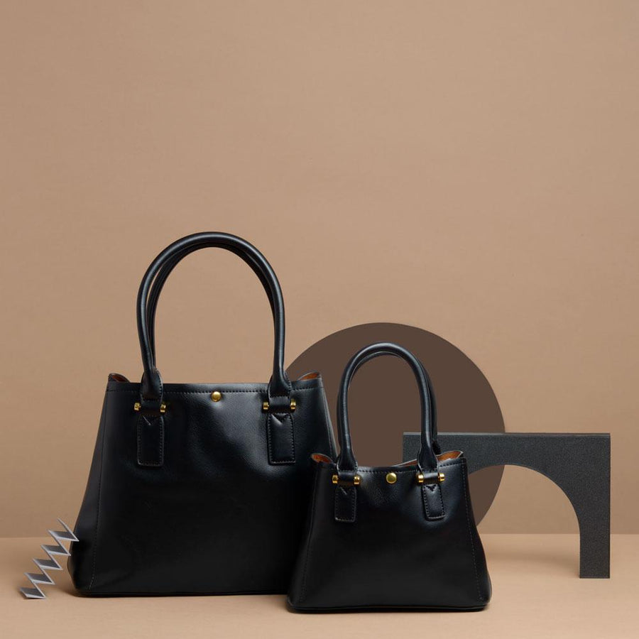 Melie Bianco Luxury Vegan Leather Isabella & Gabby Shoulder Bag in Black