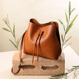 Melie Bianco Luxury Vegan Leather Leia Shoulder Bag in Saddle