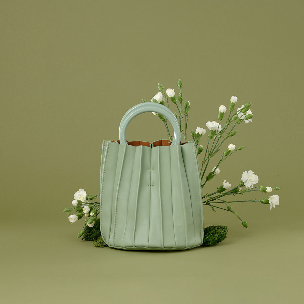 Melie Bianco Recycled Vegan Leather Lily Small Top Handle Bag in Mint