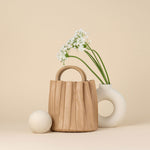 Melie Bianco Recycled Vegan Leather Lily Small Top Handle Bag in Tan