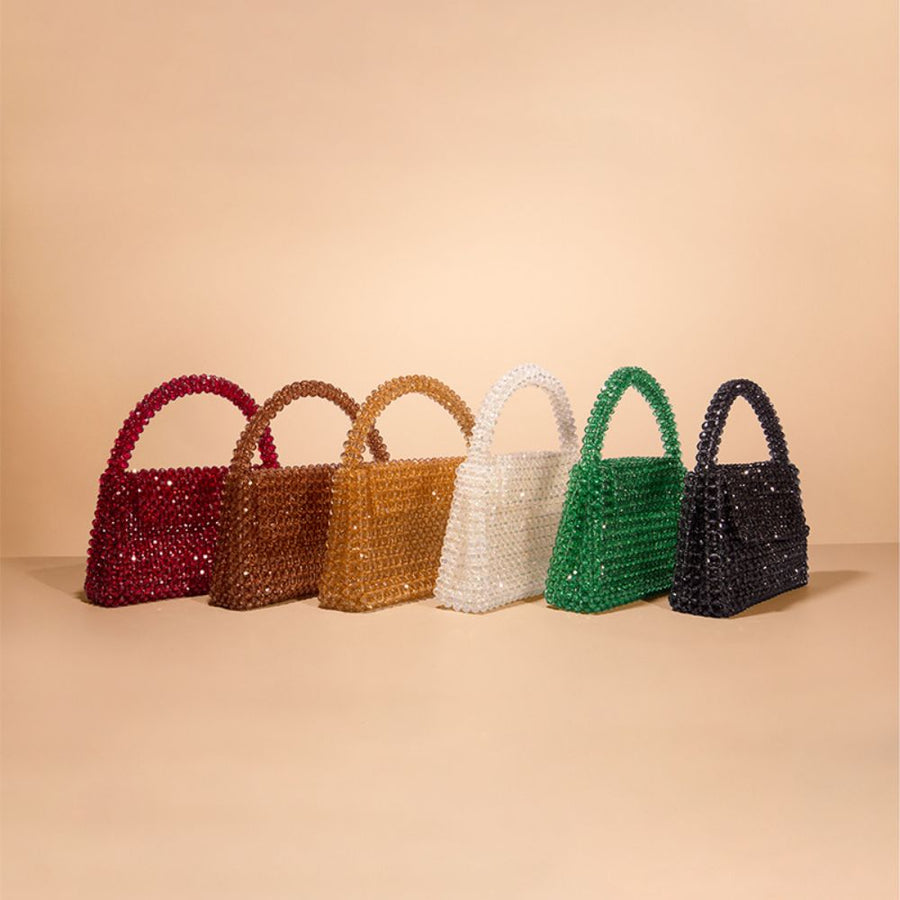 Sherry Black Beaded Top Handle Bag