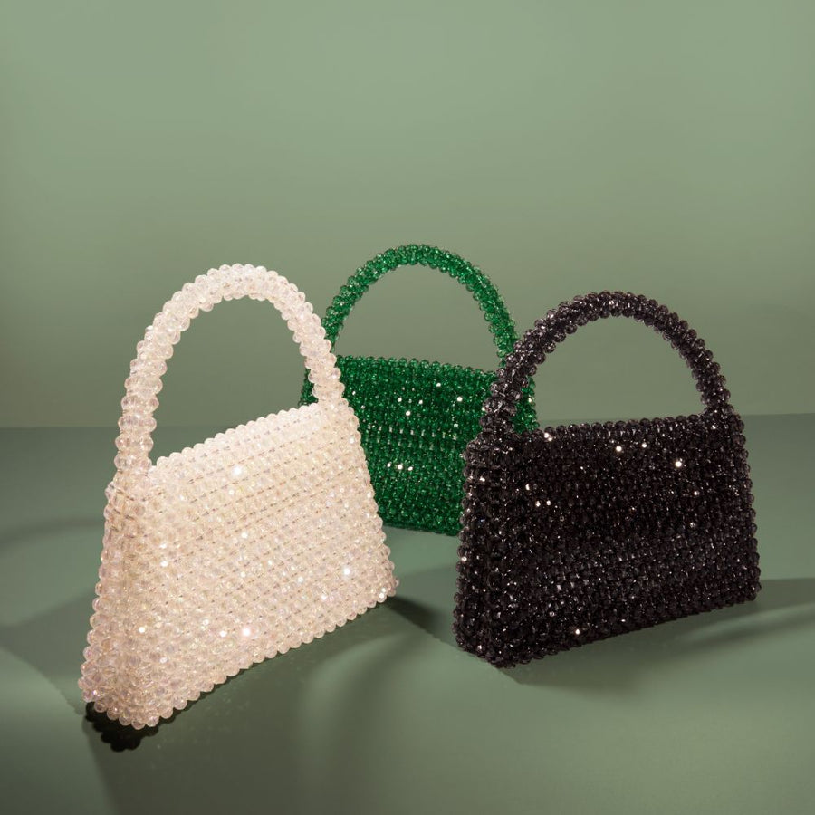 Sherry Black Beaded Top Handle Bag