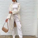 Model Wearing Melie Bianco Luxury Vegan Leather Inez Small Shoulder Bag in Taupe