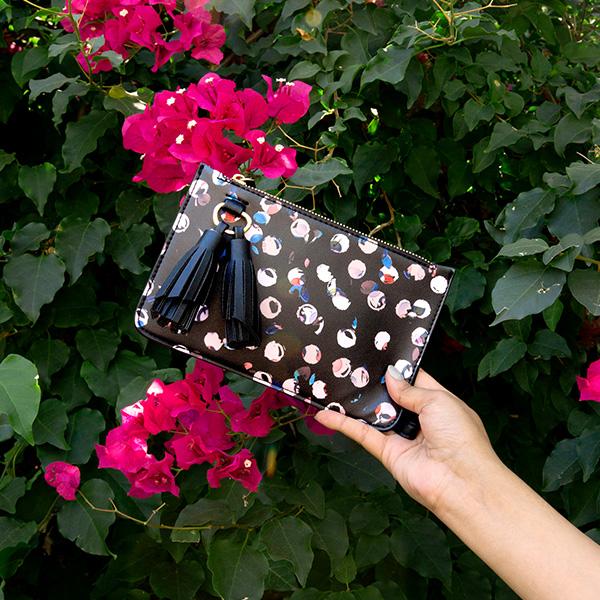 Melie Bianco Luxury Vegan Leather Farrah Crossbody Bag in Dots