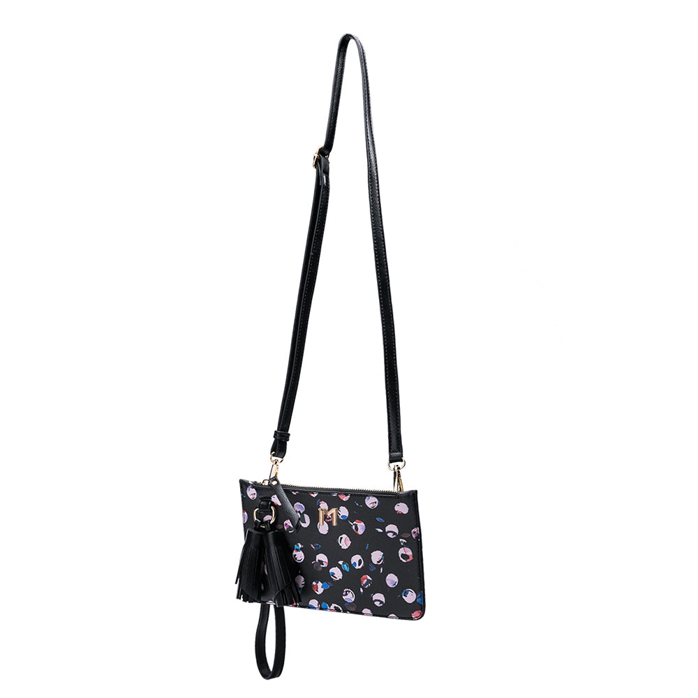 Melie Bianco Luxury Vegan Leather Farrah Crossbody Bag in Dots