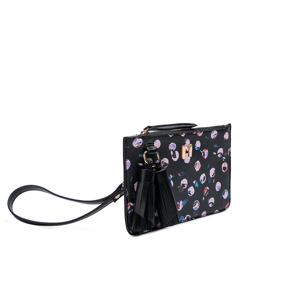 Melie Bianco Luxury Vegan Leather Farrah Crossbody Bag in Dots