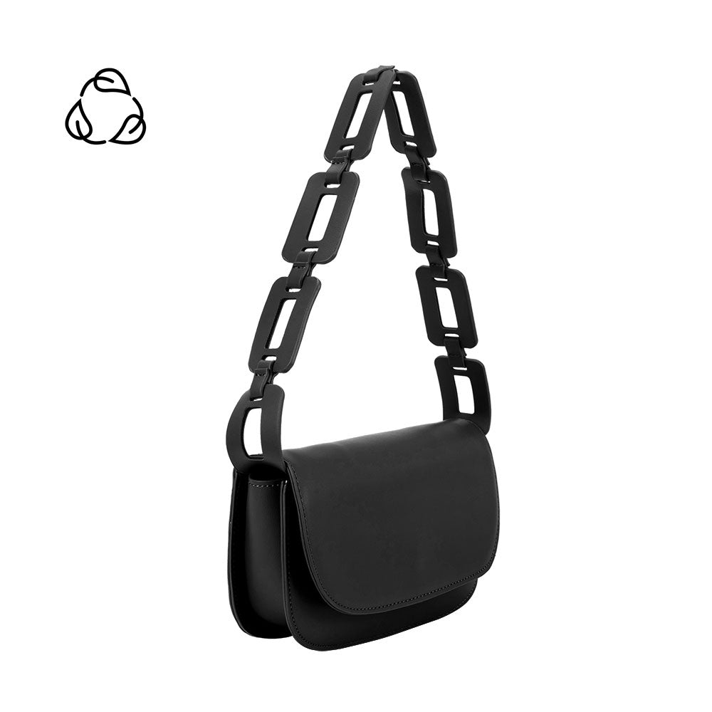Melie Bianco Recycled Vegan Leather Inez Small Shoulder Bag in Black