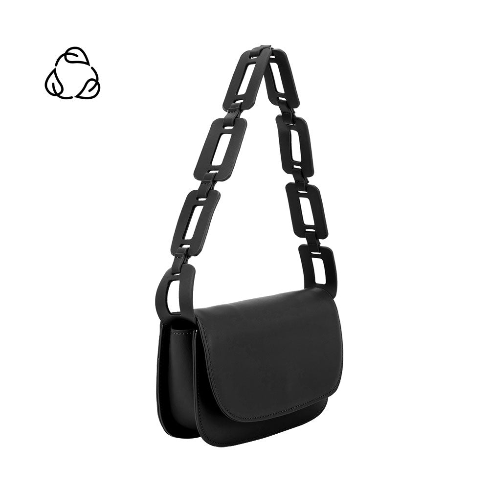 Black Inez Small Vegan Leather Shoulder Bag | Melie Bianco
