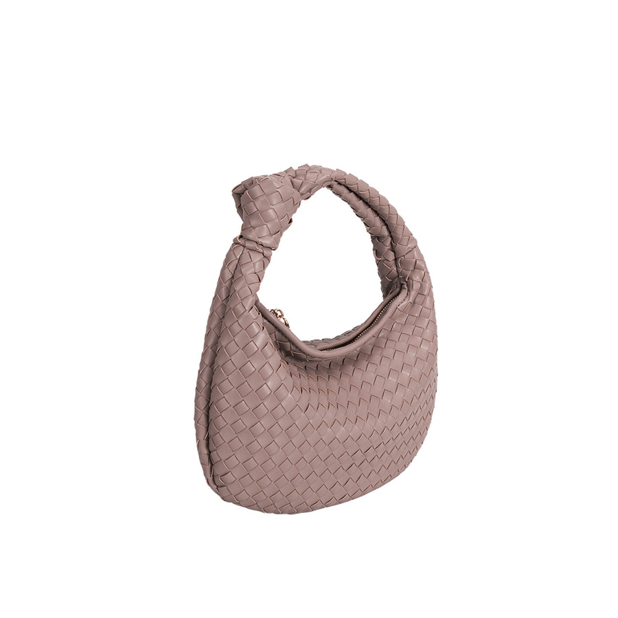 Melie Bianco Luxury Vegan Leather Drew Hobo Shoulder Bag in Taupe