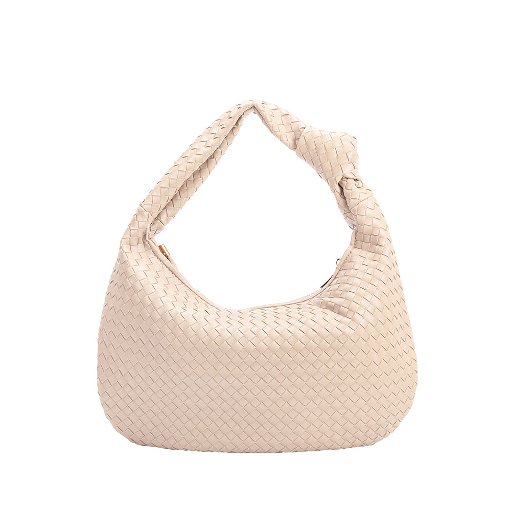 Melie Bianco Luxury Vegan Leather Brigitte Hobo Shoulder Bag in Ivory
