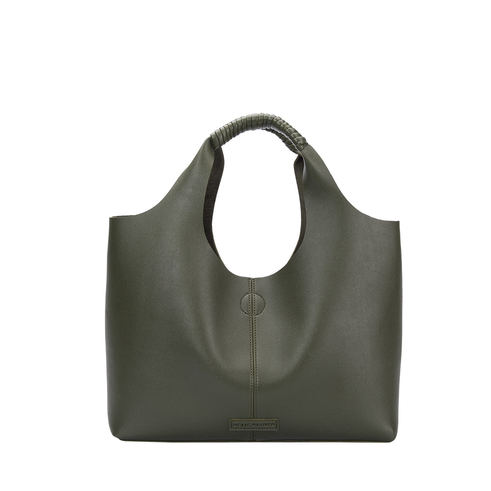Melie Bianco Luxury Vegan Leather Diana Tote Shoulder Bag in Olive