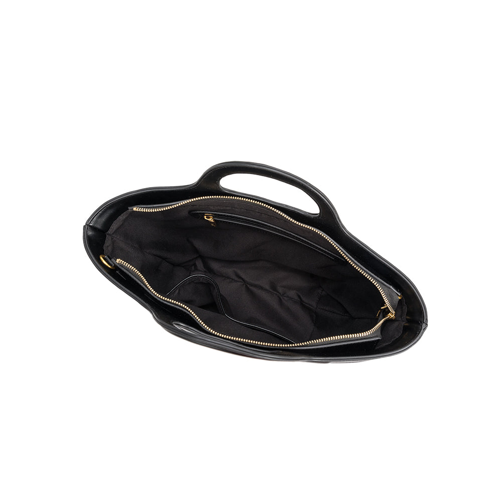 Melie Bianco Recycled Vegan Leather Amalfi Medium Top Handle Bag in Black