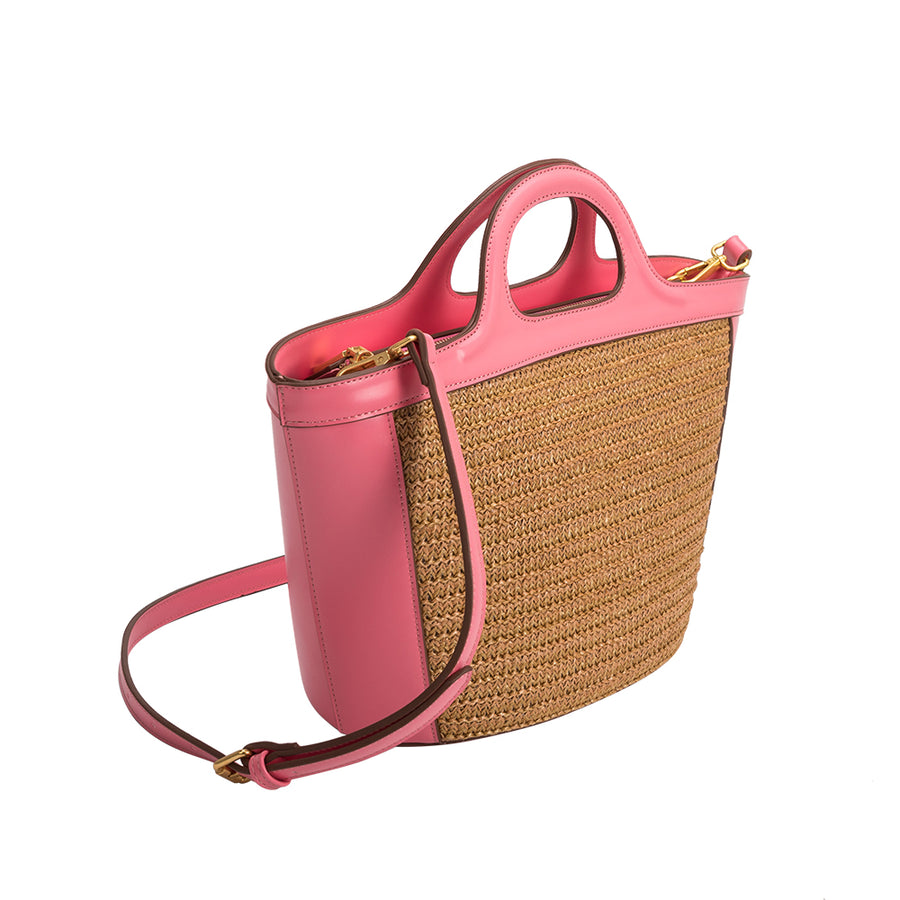 Melie Bianco Recycled Vegan Leather Amalfi Medium Top Handle Bag in Pink