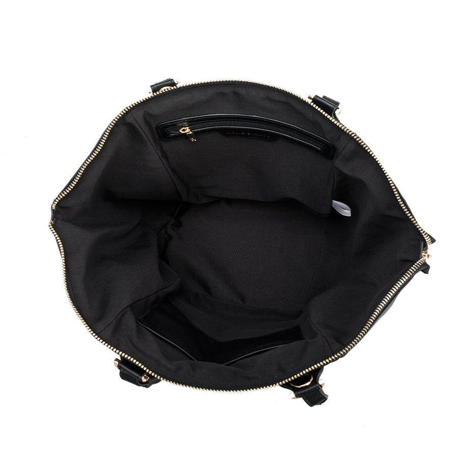 Melie Bianco Recycled Vegan Leather Valerie Large Tote Bag in Black