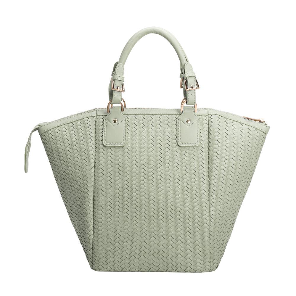 Melie Bianco Recycled Vegan Leather Valerie Large Tote Bag in Mint