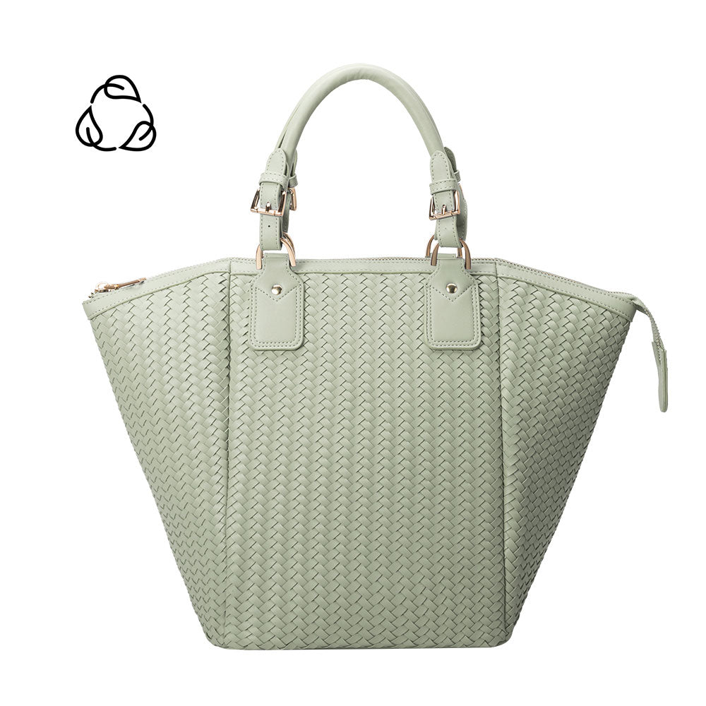 Melie Bianco Recycled Vegan Leather Valerie Large Tote Bag in Mint