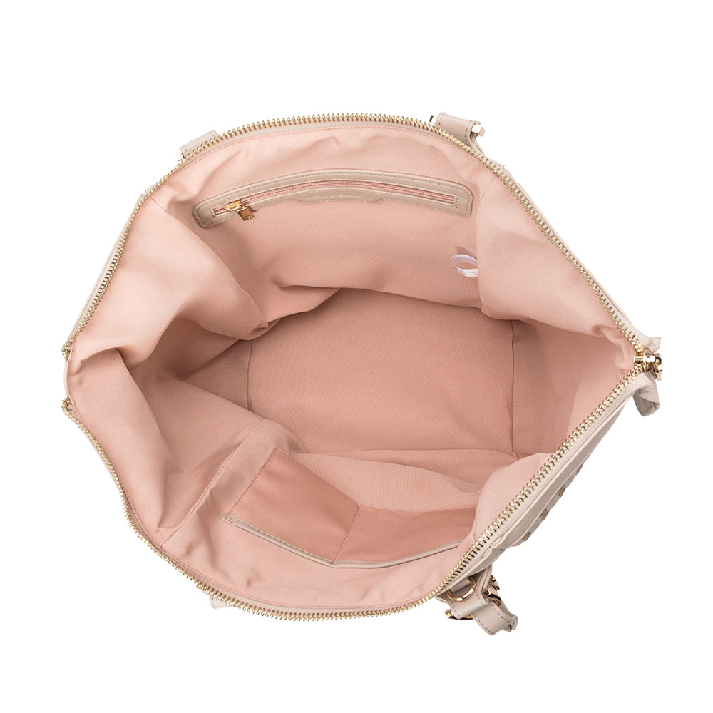 Melie Bianco Recycled Vegan Leather Valerie Large Tote Bag in Nude