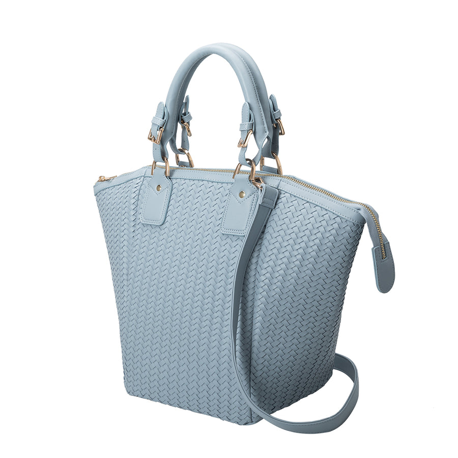 Melie Bianco Recycled Vegan Leather Valerie Large Tote Bag in Sky