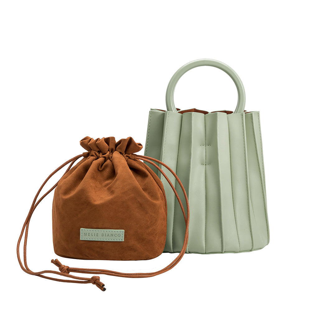 Melie Bianco Recycled Vegan Leather Lily Small Top Handle Bag in Mint
