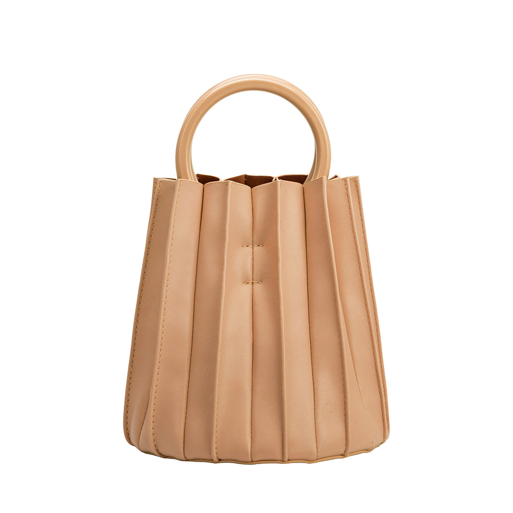 Melie Bianco Recycled Vegan Leather Lily Small Top Handle Bag in Tan