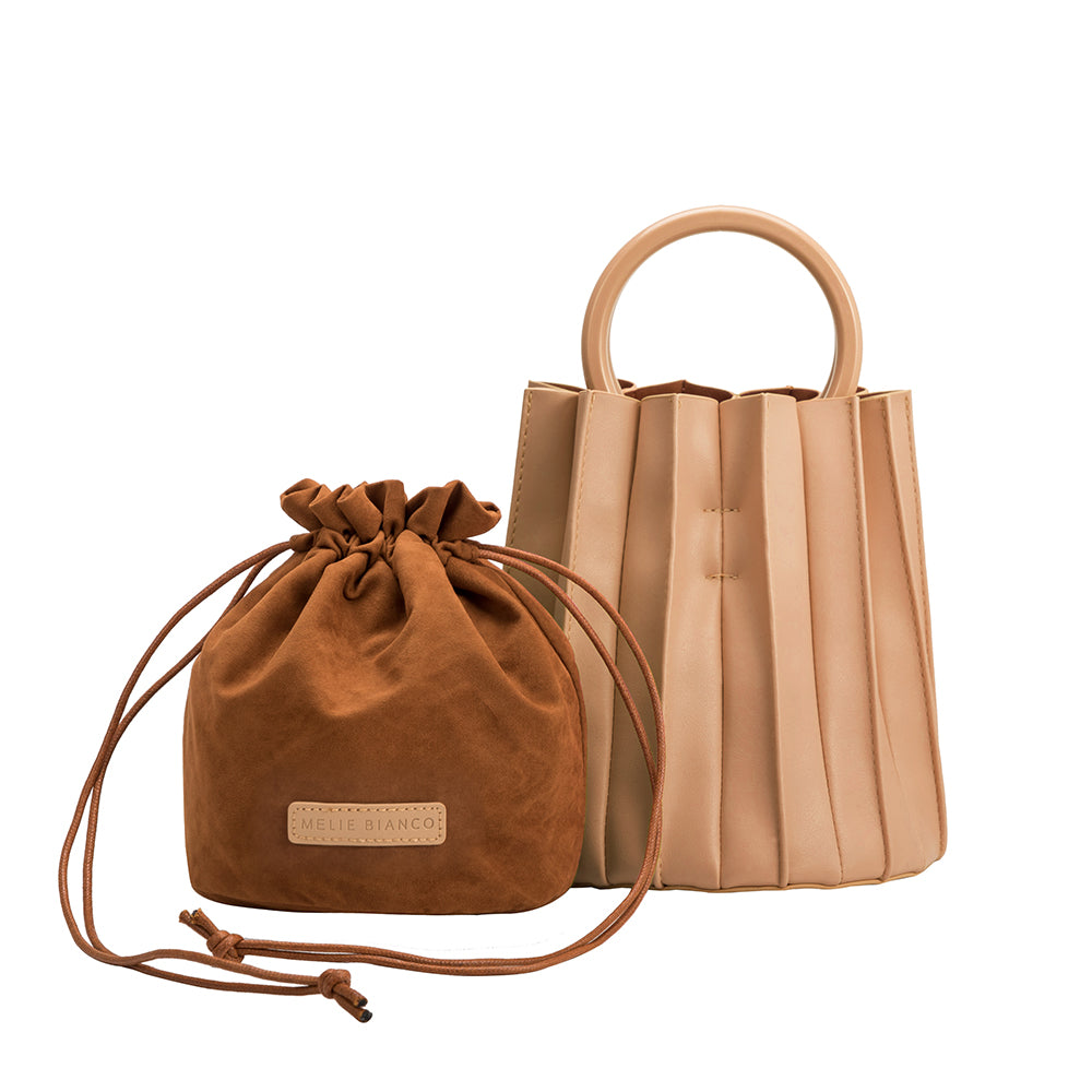 Melie Bianco Recycled Vegan Leather Lily Small Top Handle Bag in Tan