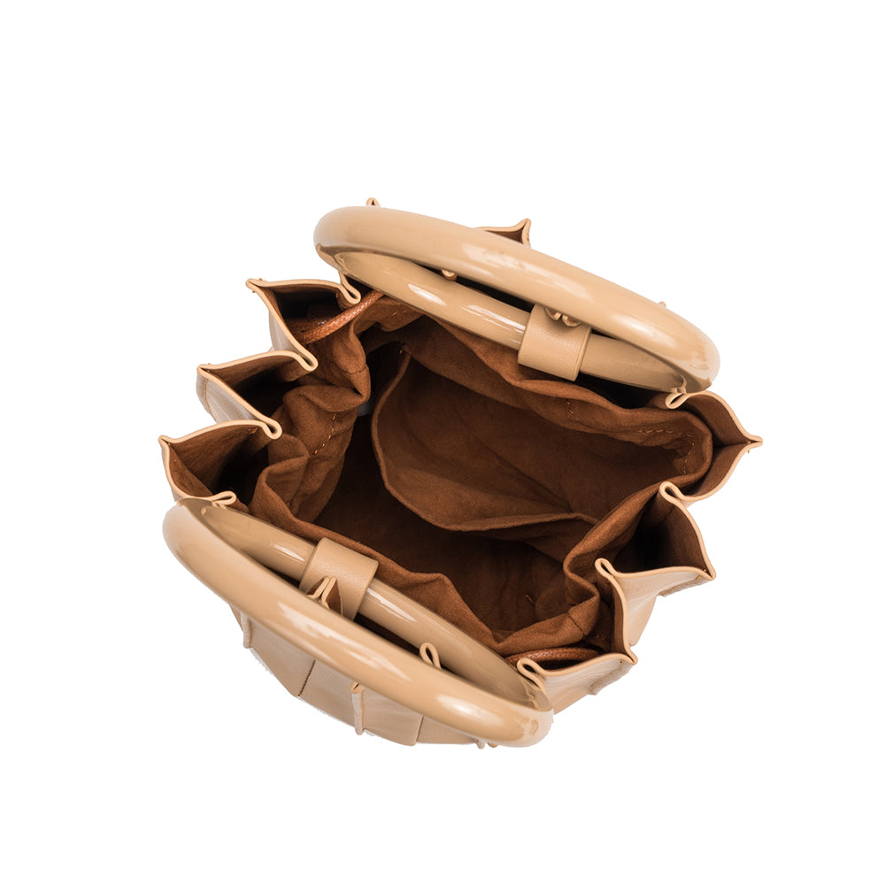 Melie Bianco Recycled Vegan Leather Lily Small Top Handle Bag in Tan