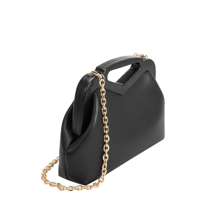 Melie Bianco Luxury Vegan Leather Angie Small Crossbody Bag in Black