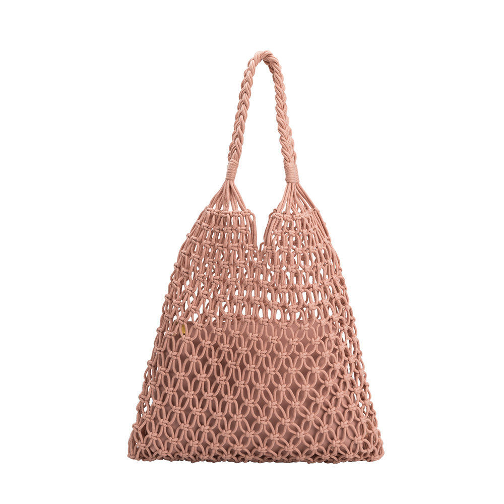 Melie Bianco Eco Cotton Izzy Medium Shoulder Bag in Blush