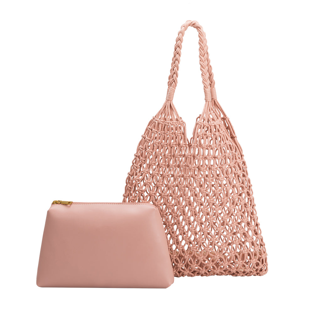 Melie Bianco Eco Cotton Izzy Medium Shoulder Bag in Blush