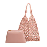 Melie Bianco Eco Cotton Izzy Medium Shoulder Bag in Blush
