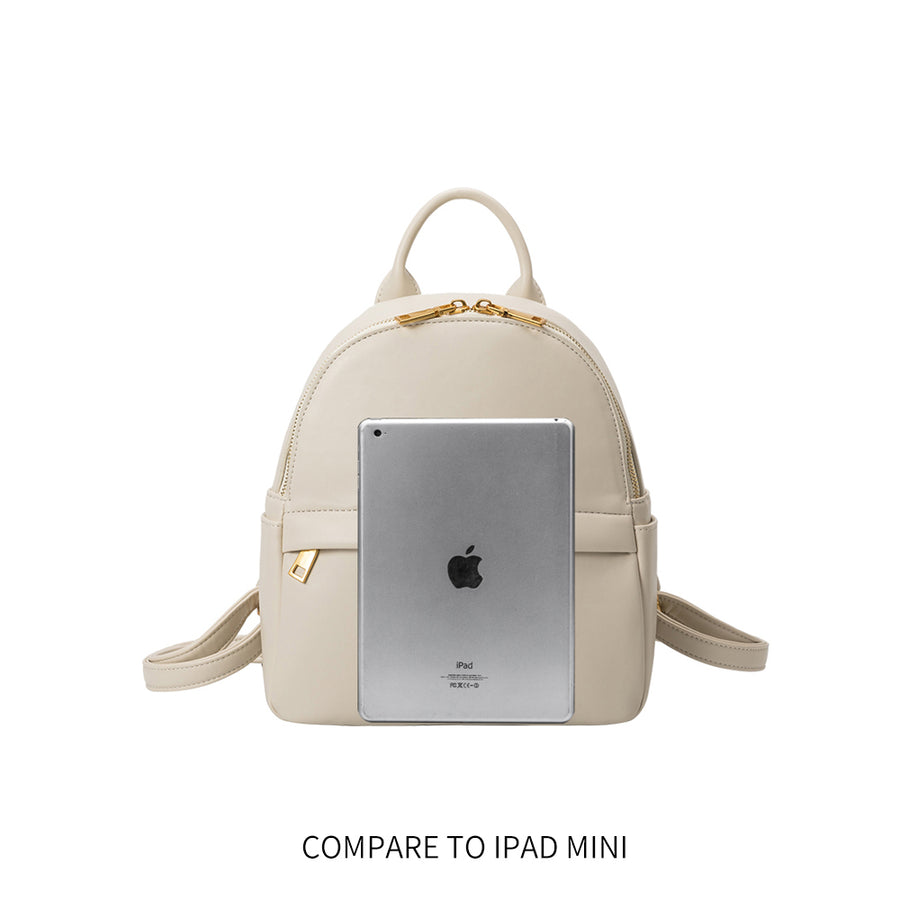 Melie Bianco Recycled Vegan Leather Louise Small Backpack in Ivory
